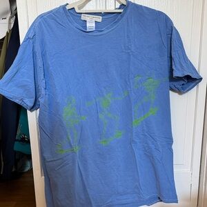 Project Social T Urban Outfitters Blue Tee with Neon Green Skateboard Skeletons